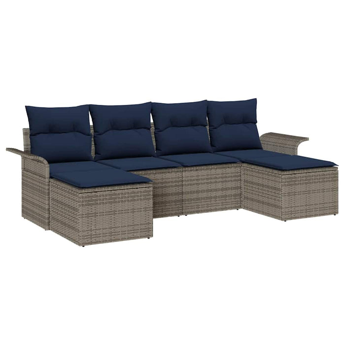 Set de canapele pentru grădină cu pernă 6 pcs Gri Rattan poli - WALTI WALTI