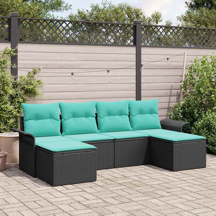 Set de canapele pentru grădină cu pernă 6 pcs Negru Rattan poli - WALTI WALTI