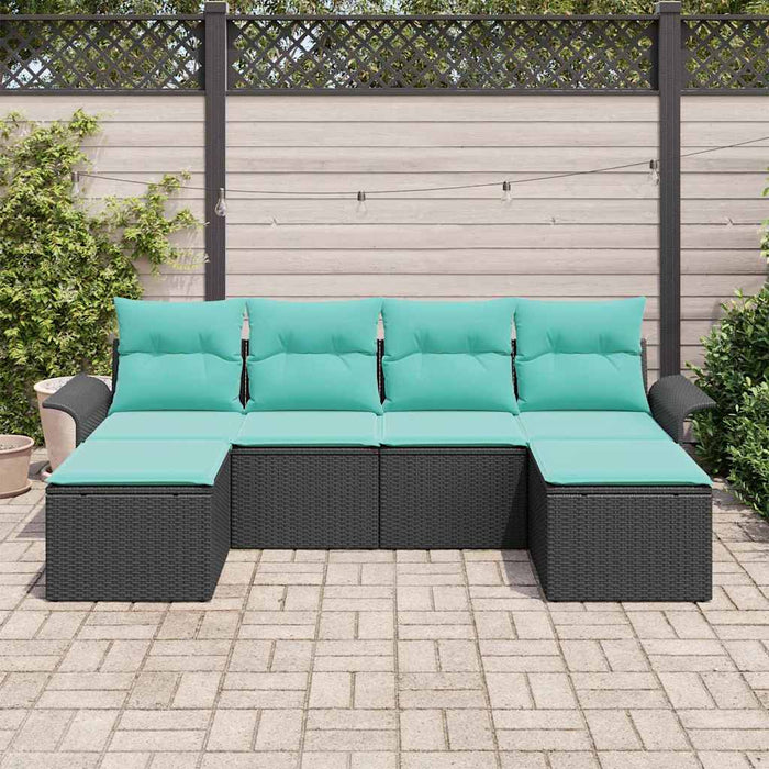 Set de canapele pentru grădină cu pernă 6 pcs Negru Rattan poli - WALTI WALTI