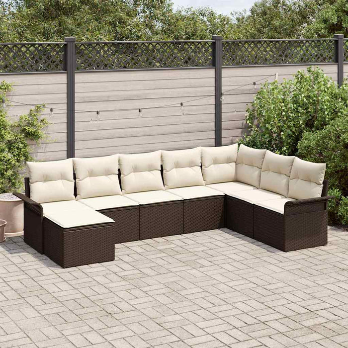 Set de canapele pentru grădină cu pernă 8 pcs Maro Rattan poli - WALTI WALTI