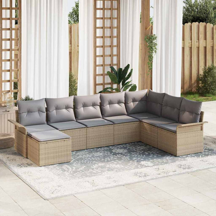 Set de canapele pentru grădină cu pernă 8 pcs Bej Rattan poli - WALTI WALTI