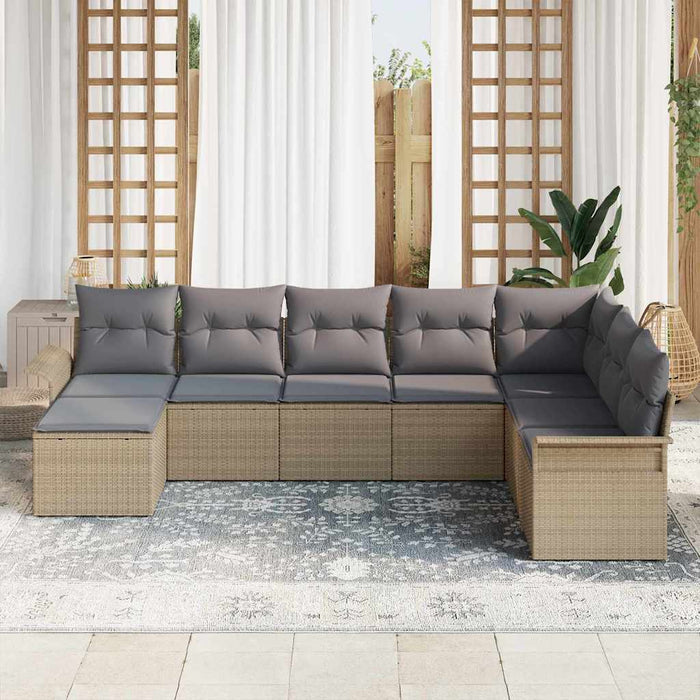 Set de canapele pentru grădină cu pernă 8 pcs Bej Rattan poli - WALTI WALTI