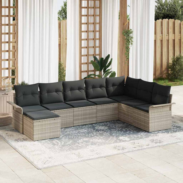 Set de canapele pentru grădină 8 pcs Gri deschis Rattan poli - WALTI WALTI