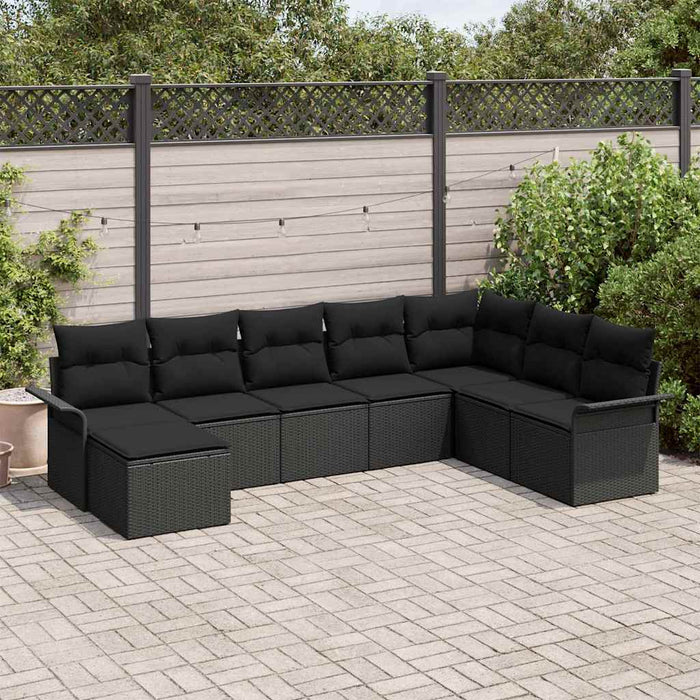Set de canapele pentru grădină cu pernă 8 pcs Negru Rattan poli - WALTI WALTI
