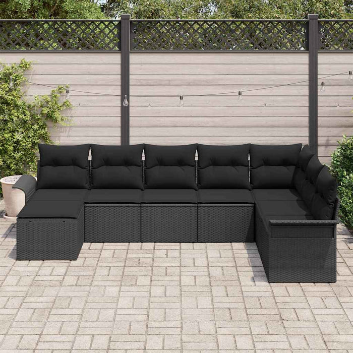 Set de canapele pentru grădină cu pernă 8 pcs Negru Rattan poli - WALTI WALTI