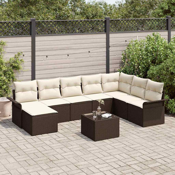 Set de canapele pentru grădină cu pernă 9 pcs Gri Rattan poli - WALTI WALTI