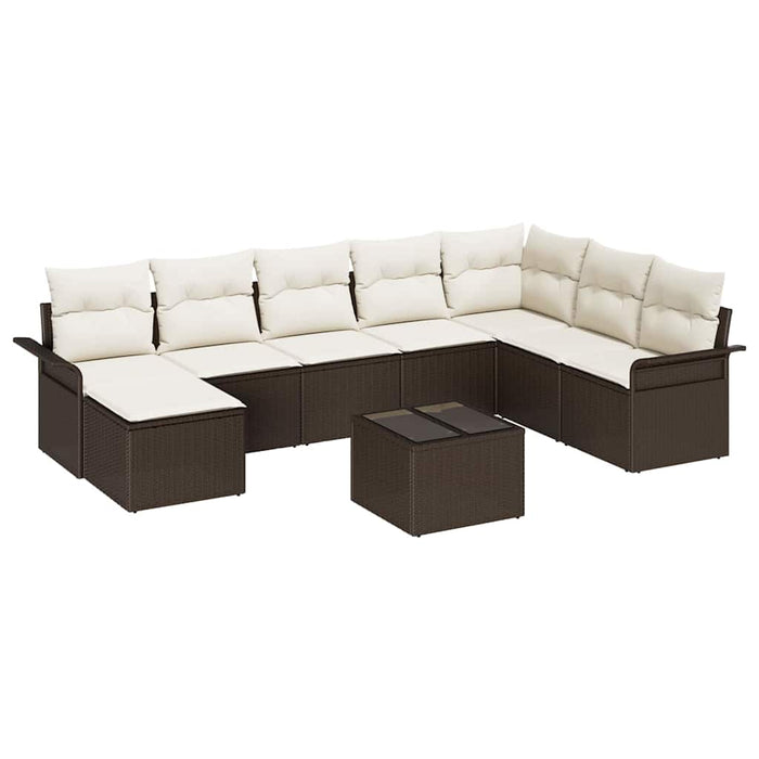 Set de canapele pentru grădină cu pernă 9 pcs Gri Rattan poli - WALTI WALTI