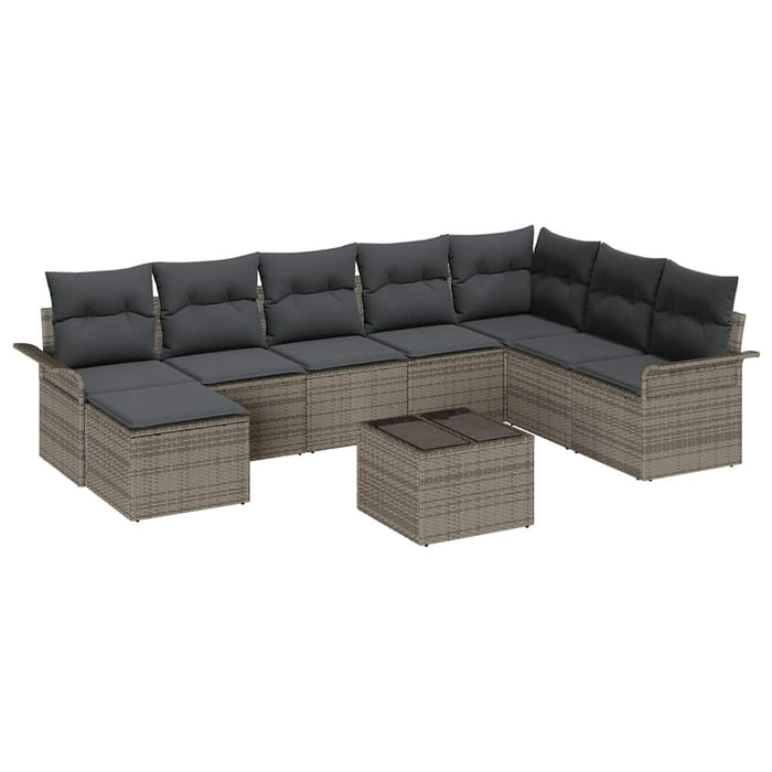 Set de canapele pentru grădină cu pernă 9 pcs Negru Rattan poli - WALTI WALTI