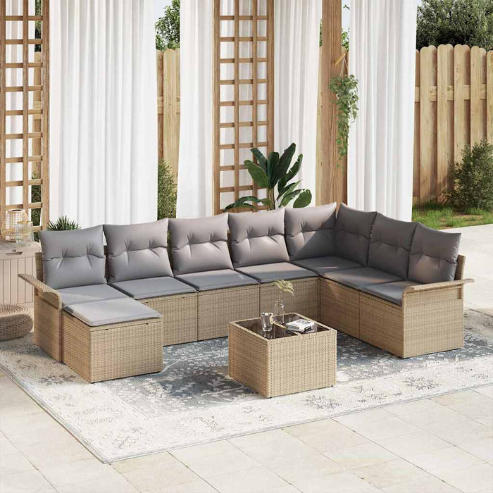 Set de canapele pentru grădină cu pernă 9 pcs Negru Rattan poli - WALTI WALTI