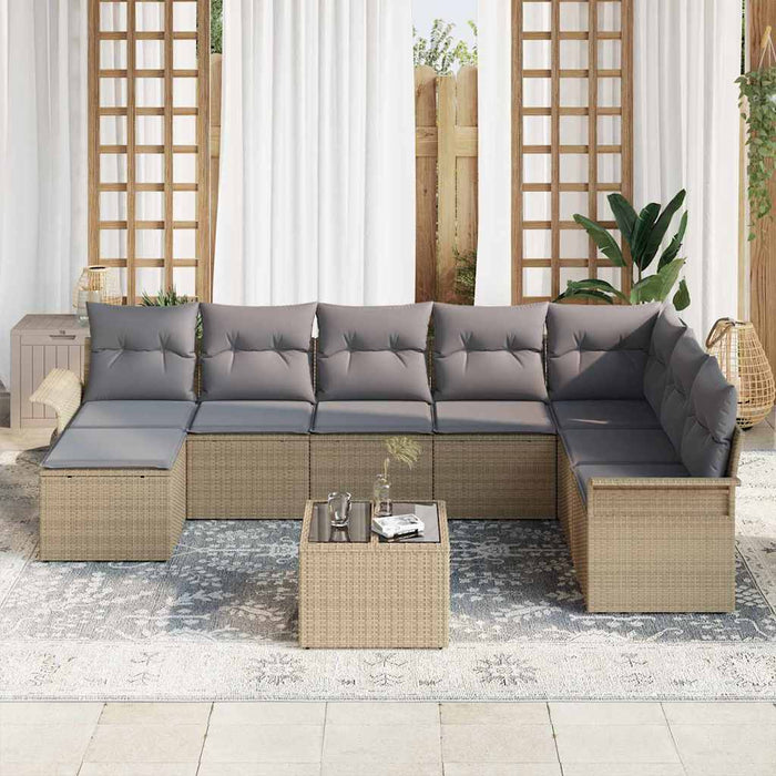 Set de canapele pentru grădină cu pernă 9 pcs Negru Rattan poli - WALTI WALTI