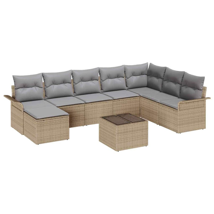 Set de canapele pentru grădină cu pernă 9 pcs Negru Rattan poli - WALTI WALTI