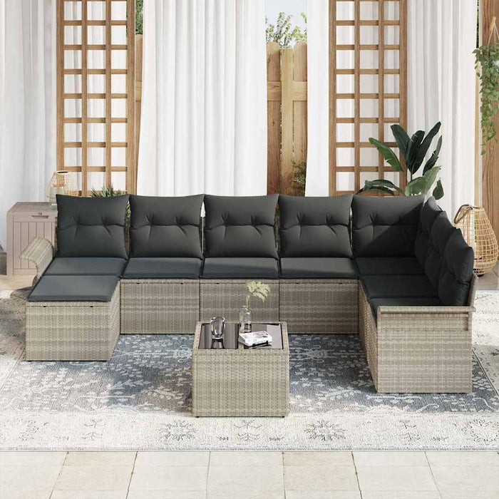 Set de canapele pentru grădină 9 buc. Gri Rattan poli WALTI