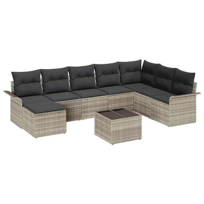 Set de canapele pentru grădină 9 buc. Gri Rattan poli WALTI