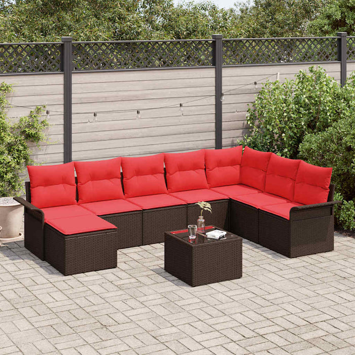 Set de canapele pentru grădină cu pernă 9 pcs Maro Rattan poli - WALTI WALTI