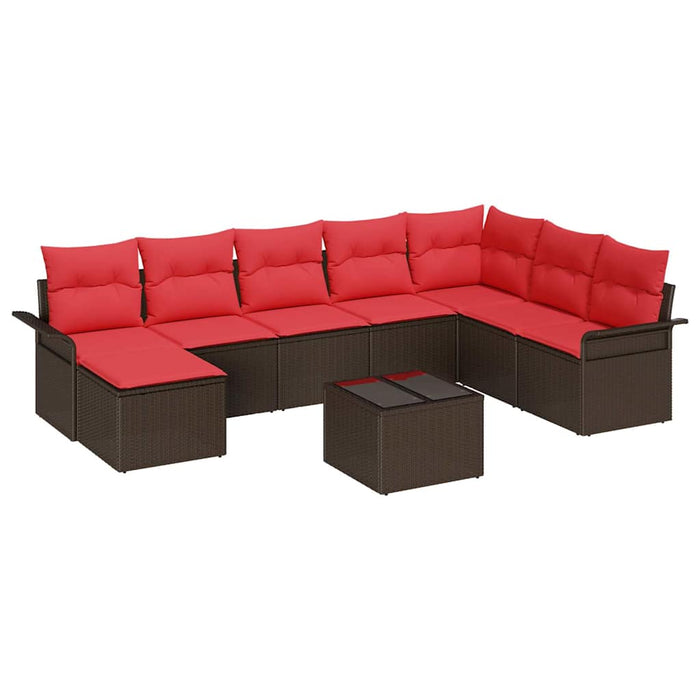 Set de canapele pentru grădină cu pernă 9 pcs Maro Rattan poli - WALTI WALTI