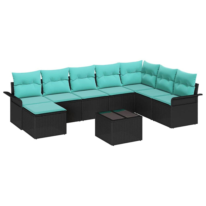 Set de canapele pentru grădină cu pernă 9 pcs Negru Rattan poli - WALTI WALTI