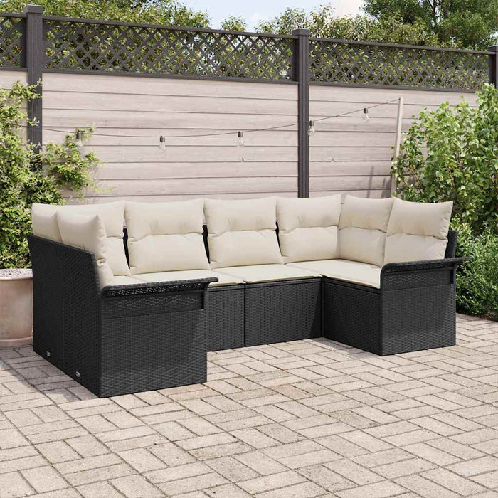 Set de canapele pentru grădină cu pernă 6 pcs Negru Rattan poli - WALTI WALTI