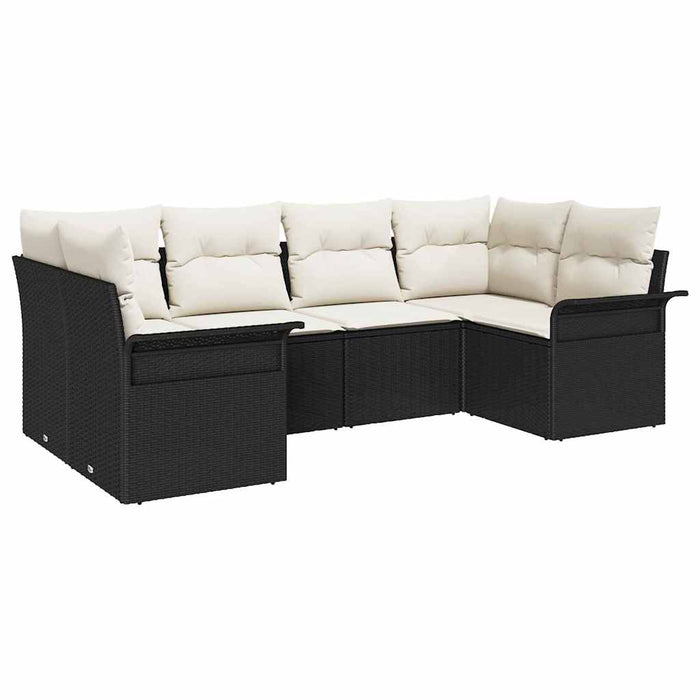 Set de canapele pentru grădină cu pernă 6 pcs Negru Rattan poli - WALTI WALTI