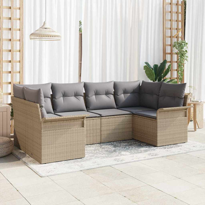 Set de canapele pentru grădină cu pernă 6 pcs Bej Rattan poli - WALTI WALTI