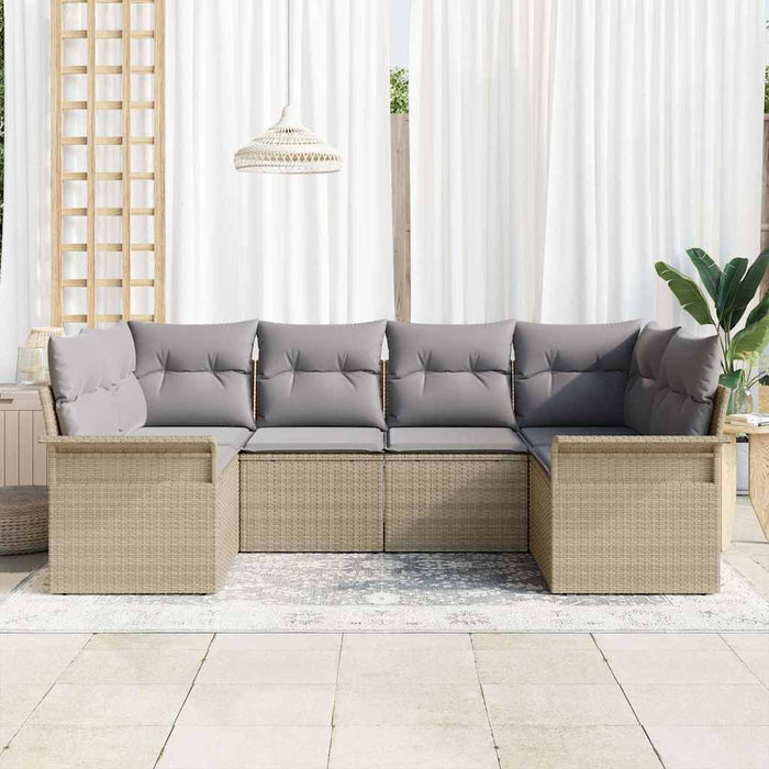 Set de canapele pentru grădină cu pernă 6 pcs Bej Rattan poli - WALTI WALTI