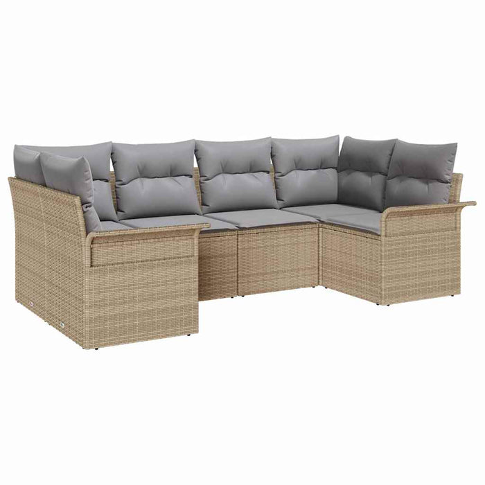 Set de canapele pentru grădină cu pernă 6 pcs Bej Rattan poli - WALTI WALTI