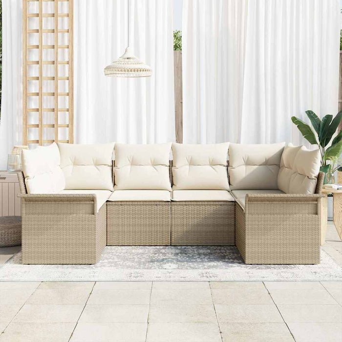 Set de canapele pentru grădină cu pernă 6 pcs Bej Rattan poli - WALTI WALTI