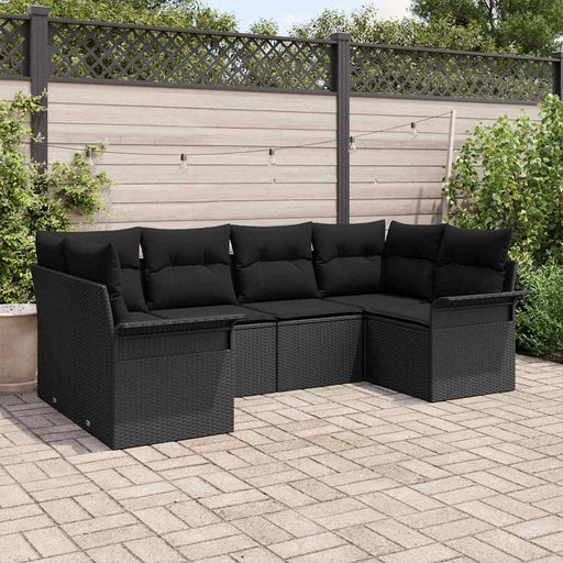 Set de canapele pentru grădină cu pernă 6 pcs Negru Rattan poli - WALTI WALTI