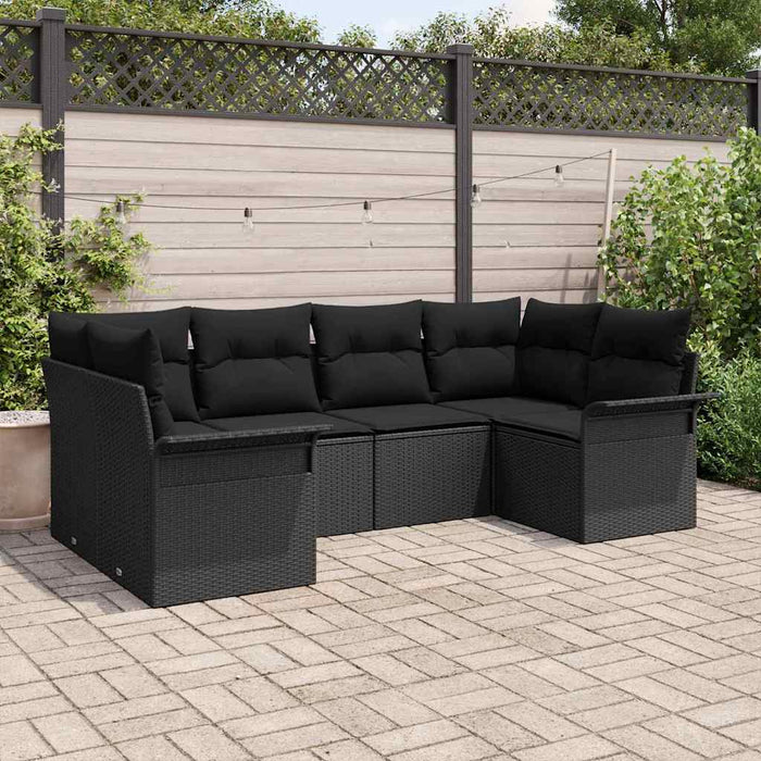 Set de canapele pentru grădină cu pernă 6 pcs Negru Rattan poli - WALTI WALTI