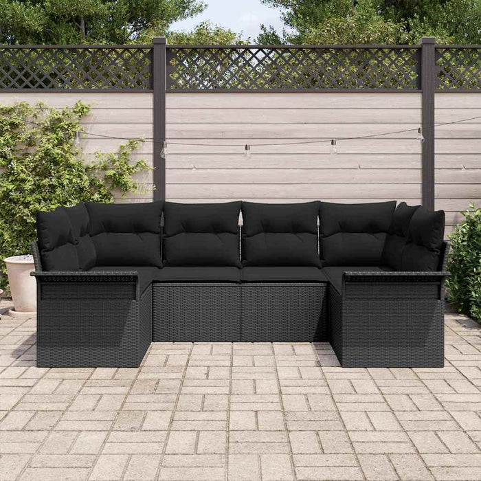 Set de canapele pentru grădină cu pernă 6 pcs Negru Rattan poli - WALTI WALTI