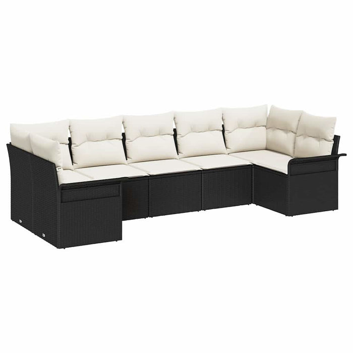 Set de canapele pentru grădină cu pernă 7 pcs Negru Rattan poli - WALTI WALTI