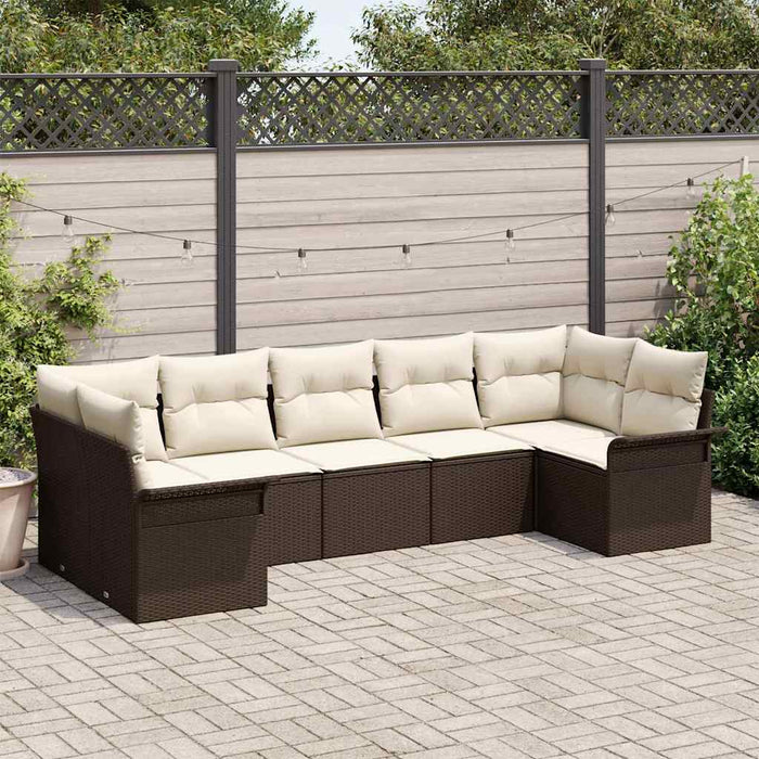 Set de canapele pentru grădină cu pernă 7 pcs Maro Rattan poli - WALTI WALTI