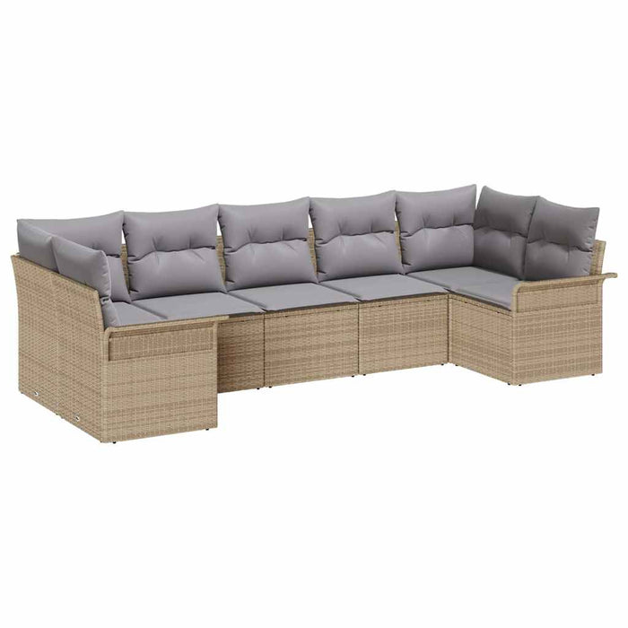 Set de canapele pentru grădină cu pernă 7 pcs Bej Rattan poli - WALTI WALTI