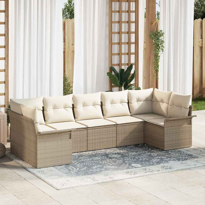 Set de canapele pentru grădină cu pernă 7 pcs Bej Rattan poli - WALTI WALTI