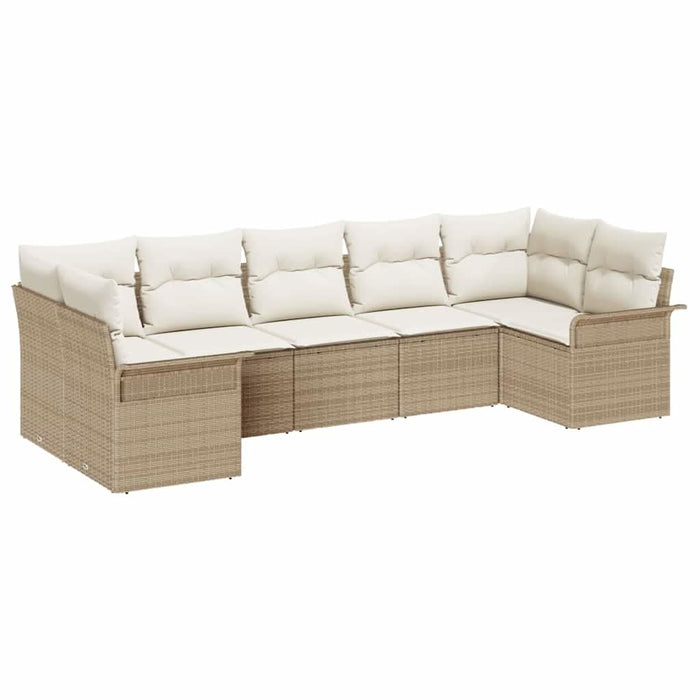 Set de canapele pentru grădină cu pernă 7 pcs Bej Rattan poli - WALTI WALTI