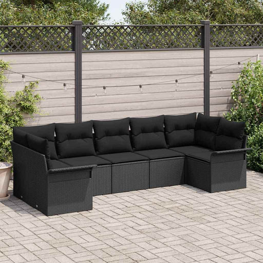Set de canapele pentru grădină cu pernă 7 pcs Negru Rattan poli - WALTI WALTI