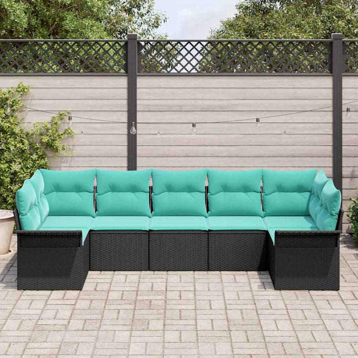 Set de canapele pentru grădină 7 pcs Negru Rattan poli - WALTI WALTI