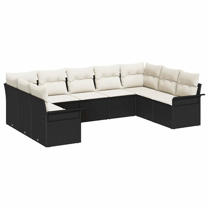 Set de canapele pentru grădină cu pernă 9 pcs Negru Rattan poli - WALTI WALTI