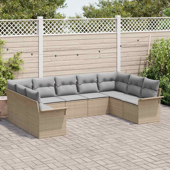 Set de canapele pentru grădină cu pernă 9 pcs Bej Rattan poli - WALTI WALTI