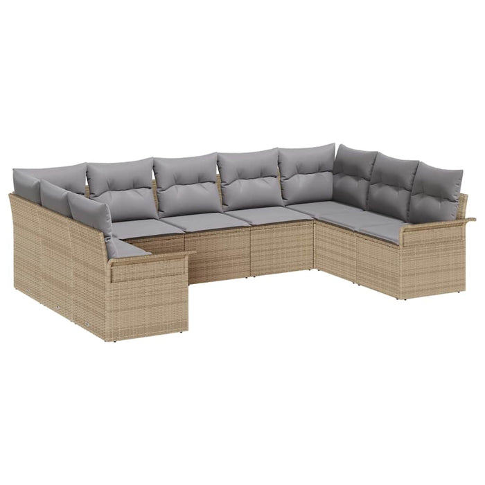 Set de canapele pentru grădină cu pernă 9 pcs Bej Rattan poli - WALTI WALTI