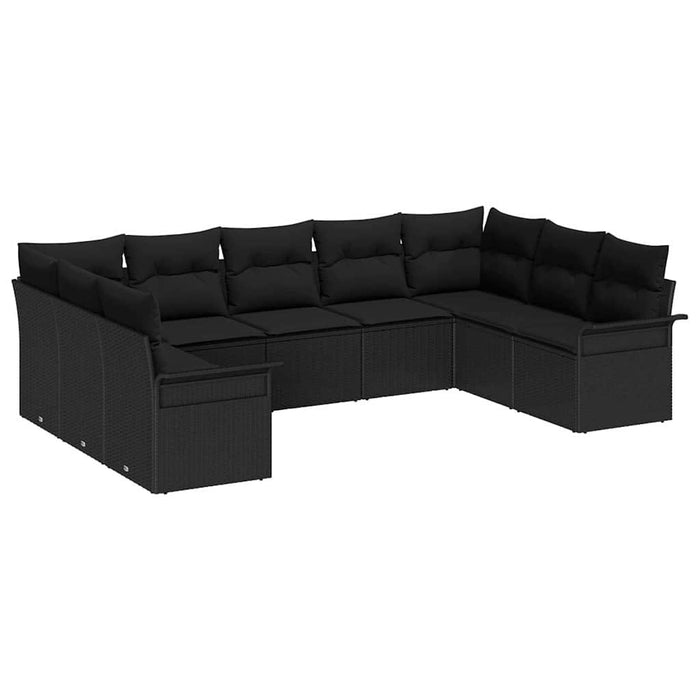 Set de canapele pentru grădină cu pernă 9 pcs Negru Rattan poli - WALTI WALTI