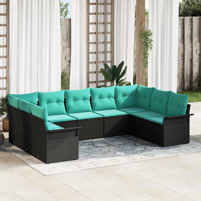 Set de canapele pentru grădină 9 pcs Negru poliratan - WALTI WALTI
