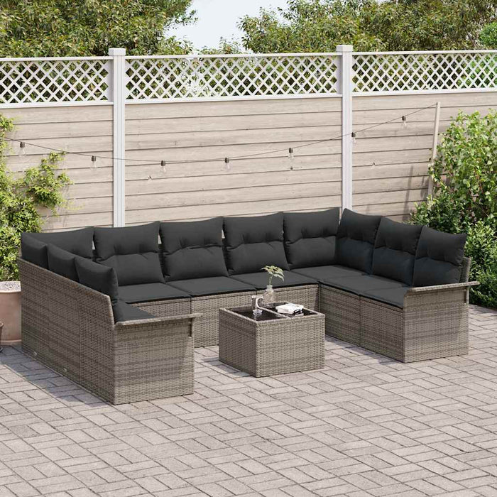 Set de canapele pentru grădină 10 pcs Negru Rattan poli - WALTI WALTI