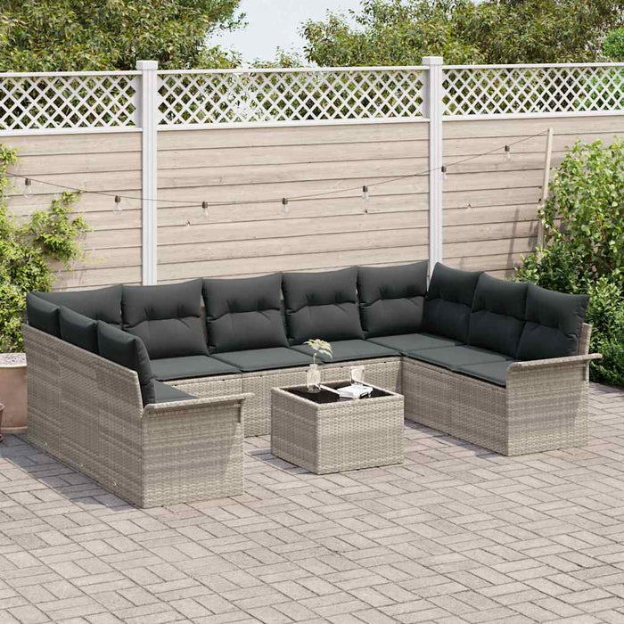 Set de canapele pentru grădină cu pernă 10 pcs Gri Rattan poli - WALTI WALTI