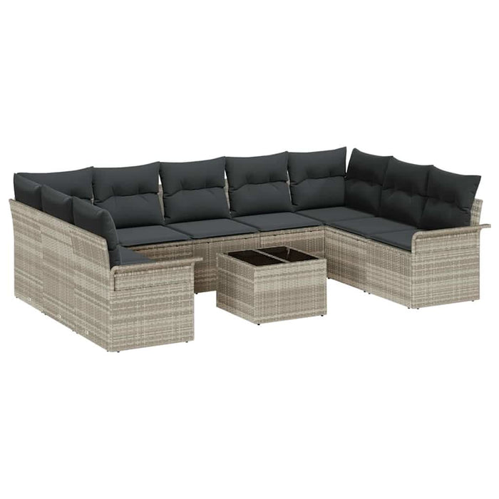 Set de canapele pentru grădină cu pernă 10 pcs Gri Rattan poli - WALTI WALTI