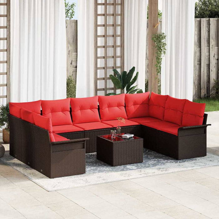Set de canapele pentru grădină cu pernă 10 pcs Maro Rattan poli - WALTI WALTI