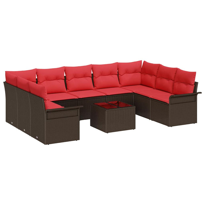 Set de canapele pentru grădină cu pernă 10 pcs Maro Rattan poli - WALTI WALTI