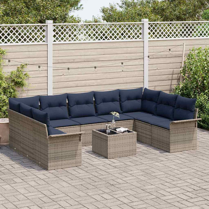 Set de canapele pentru grădină 10 pcs Gri poliratan - WALTI WALTI