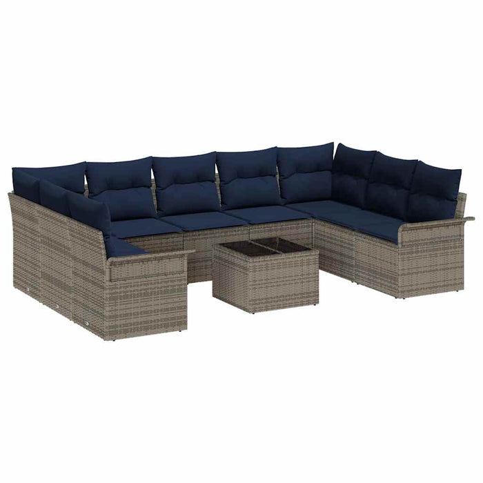 Set de canapele pentru grădină 10 pcs Gri poliratan - WALTI WALTI