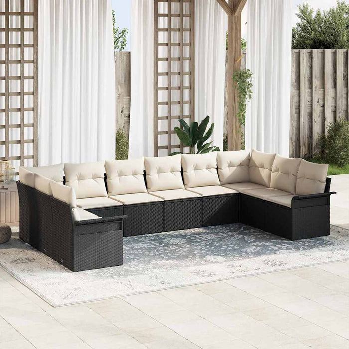 Set de canapele pentru grădină 10 pcs Negru Rattan poli - WALTI WALTI