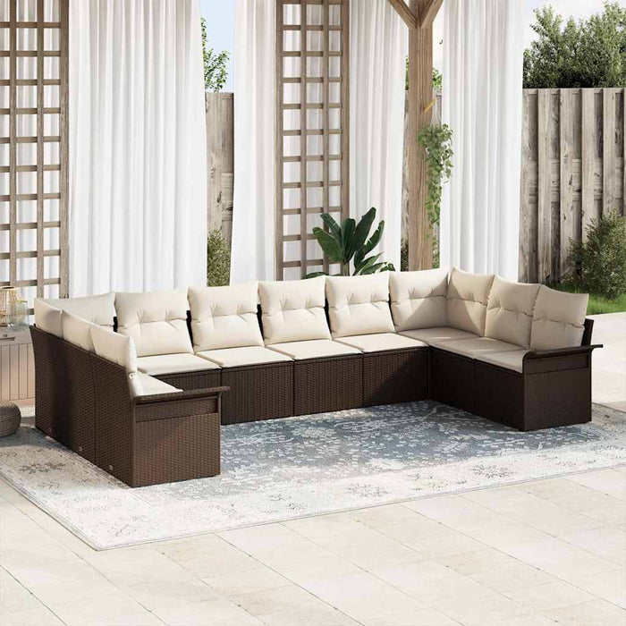 Set de canapele pentru grădină cu pernă 10 pcs Maro Rattan poli - WALTI WALTI